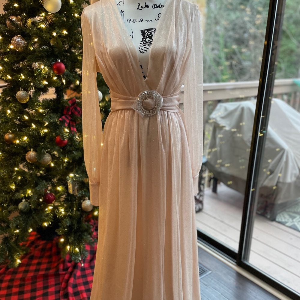 NWT Soieblu Baltic Born  Azariah Shimmer Maxi Dress Champagne Christmas Ball